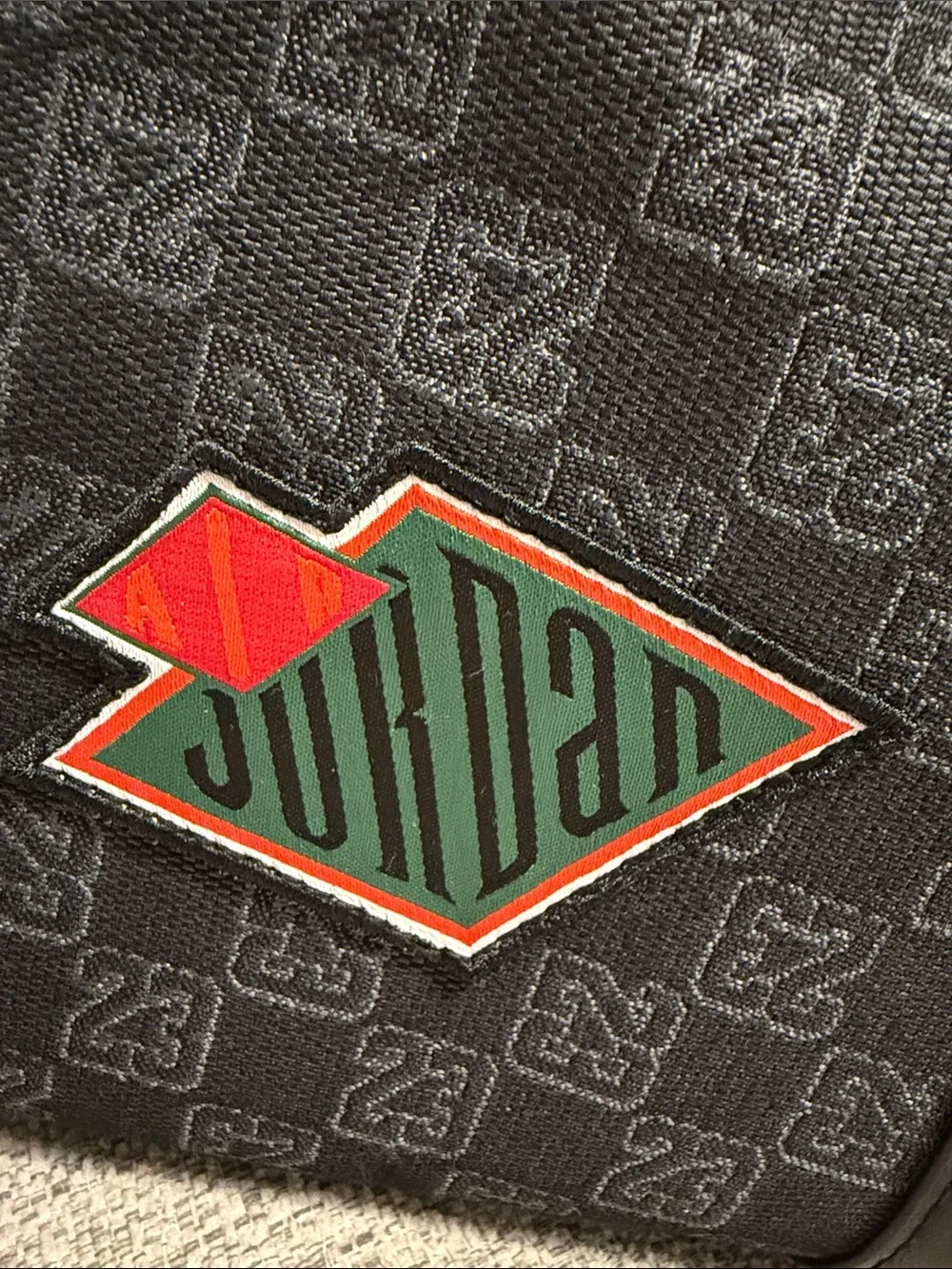 Jordan Black Patchwork Duffel Bag with Embroidered Logos